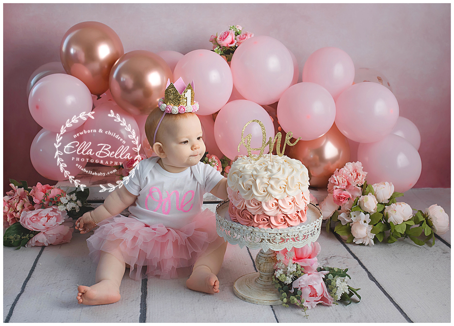 Pretty In Pink San Antonio One Year Cake Smash Photographer Ella